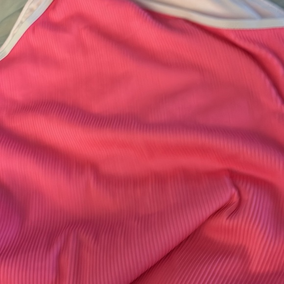 Ribbed Vibrant Pink Swimsuit one piece, white trim, elegant classic NWT-XXL - Picture 8 of 9